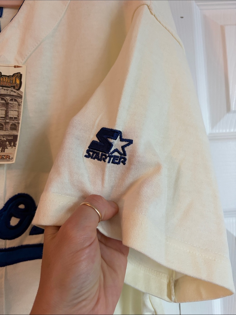 STARTER White and Royal Blue "Brooklyn" Baseball Jersey - Picture 8 of 14